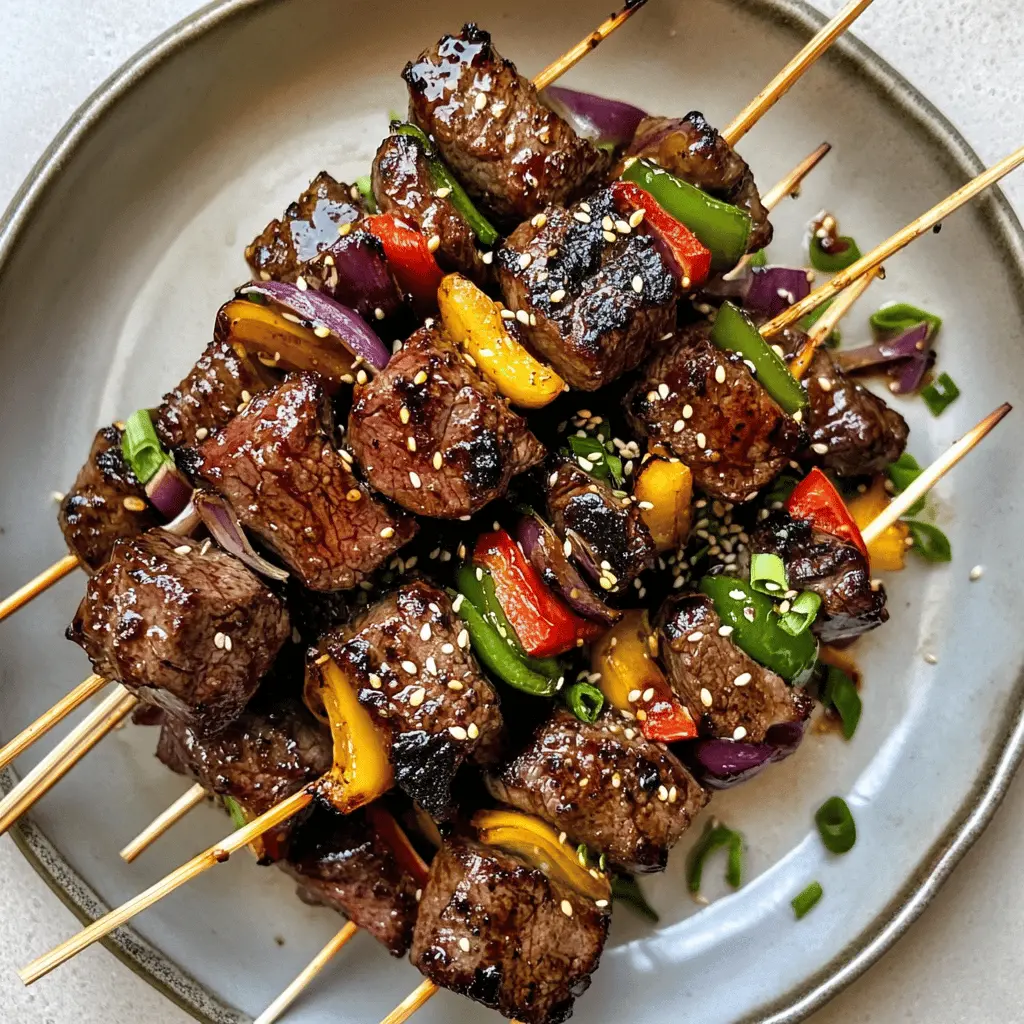 Get ready for a flavorful adventure with these Asian Garlic Steak Skewers! Perfectly marinated beef infused with garlic and savory sauces adds a delightful twist to your grill nights. Ideal for BBQs, family gatherings, or a cozy dinner at home. Save this recipe to enjoy tender and juicy steak skewers anytime!