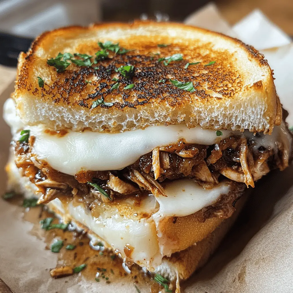 Get ready for a scrumptious twist on a classic sandwich! This BBQ Chicken Grilled Cheese is packed with tender, flavorful chicken, gooey cheese, and a delightfully crispy crust. Perfect for a quick lunch or a cozy dinner, it’s sure to please everyone. Don't forget to save this recipe for your next family meal or game day snack!