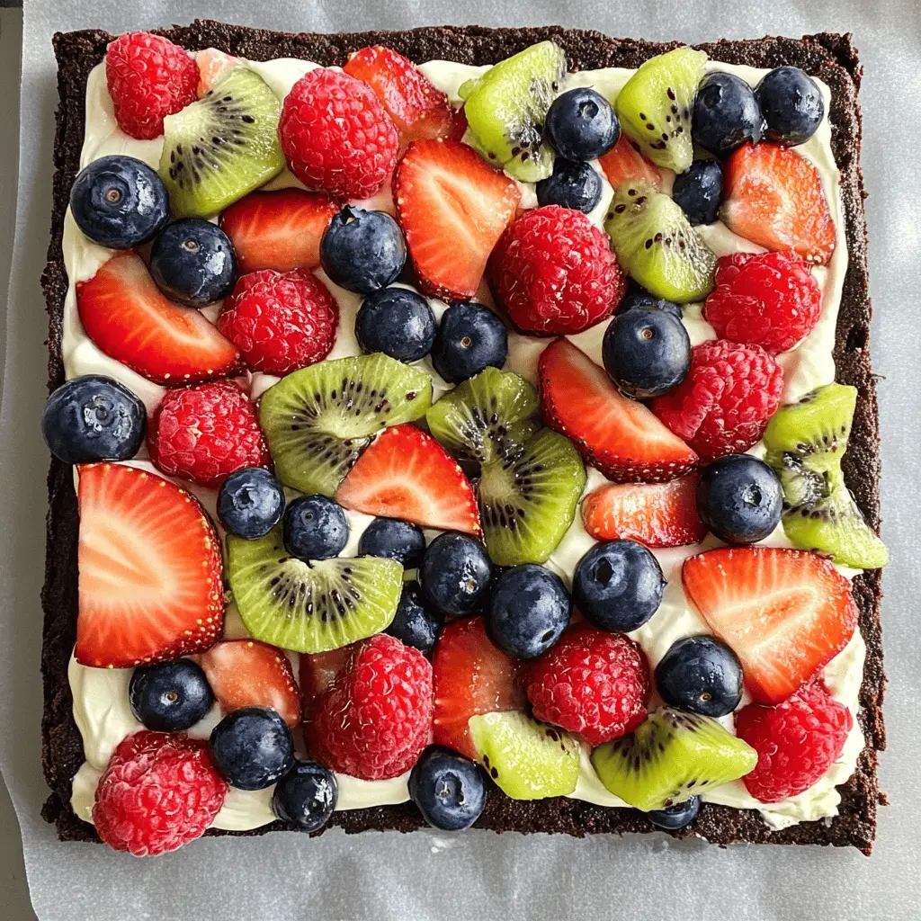 This Brownie Fruit Pizza is a delightful twist on traditional pizza! With a rich brownie crust topped with creamy yogurt and an array of fresh, vibrant fruits, it’s a colorful and delicious treat. Perfect for gatherings, parties, or just a fun dessert at home. Save this recipe to impress your friends and family with a unique dessert they’ll love!