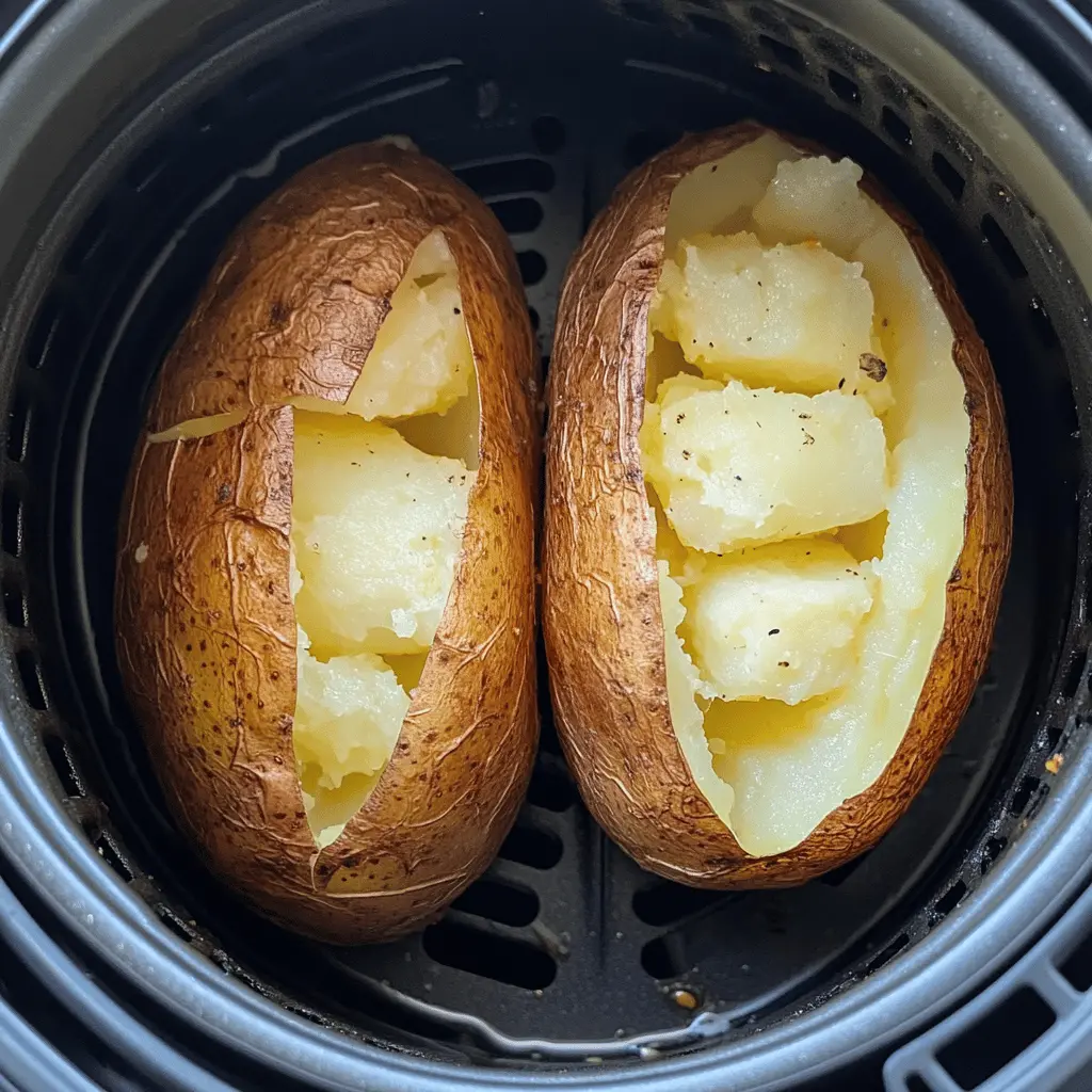 Get the perfect crispy skin and fluffy interior with this Air Fryer Baked Potato recipe! With just a few simple ingredients and your air fryer, you can enjoy a delicious side dish that pairs well with any meal. Save this easy recipe for your next family dinner or BBQ, and impress your guests with perfectly cooked baked potatoes every time!