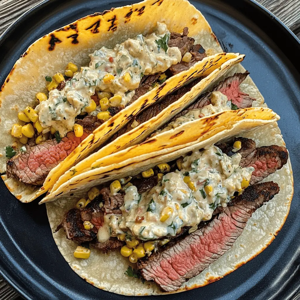 Get ready to spice up taco night with these Grilled Steak Elote Tacos! Juicy steak meets creamy, spicy corn for a flavor explosion. Packed with fresh ingredients and a hint of lime, these tacos are a must-try for any gathering or casual dinner. Save this pin for your next taco night and impress your friends with this unique twist!