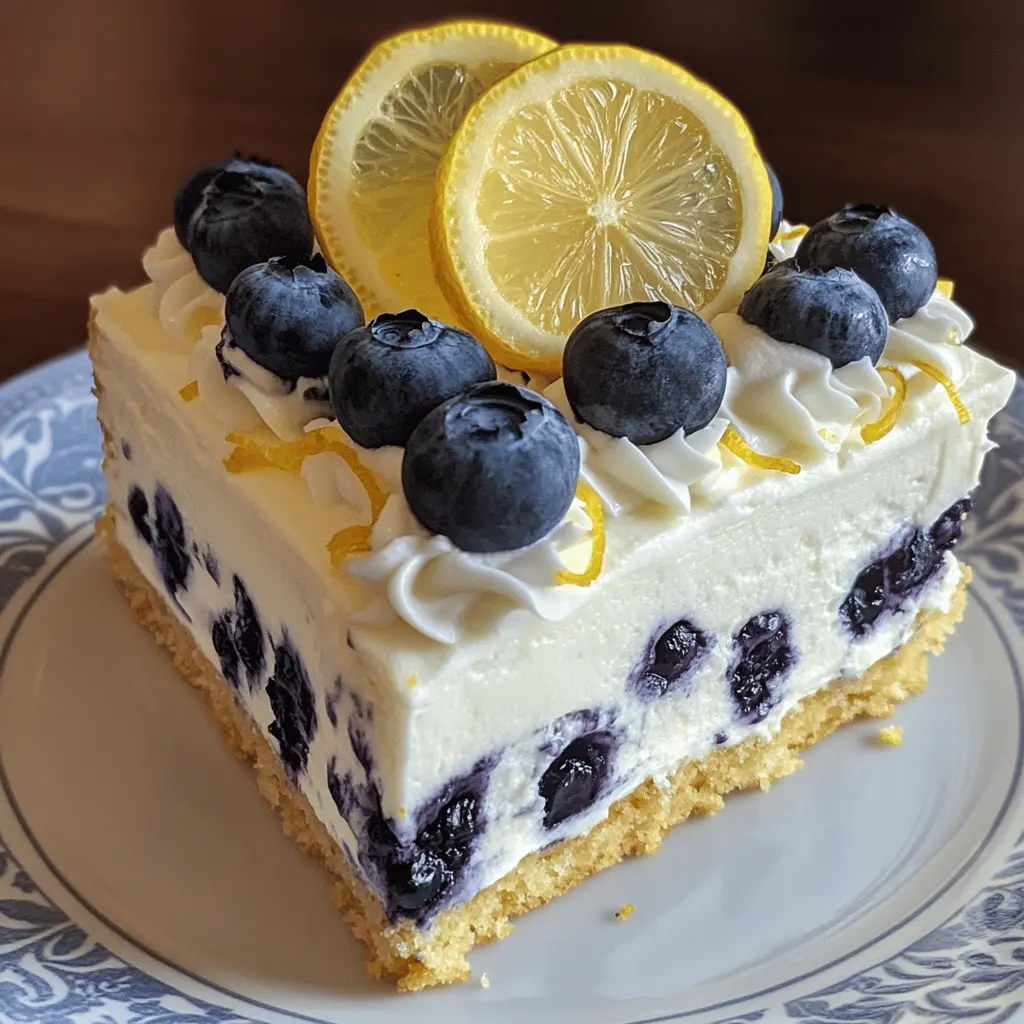 Easy No-Bake Lemon Blueberry Cream Cake