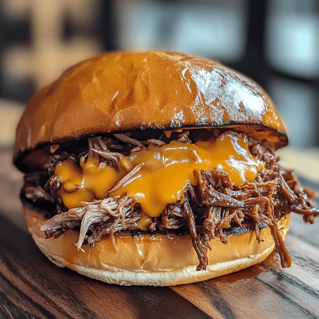 Get ready for a tasty treat with this pulled beef sandwich! Juicy, tender beef slow-cooked to perfection and piled high on a soft bun makes for an irresistible meal. Perfect for game day or a cozy family dinner. Save this recipe and enjoy a flavor-packed sandwich that everyone will love!