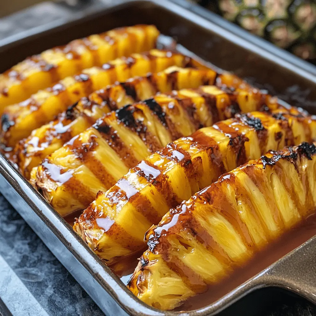 Get ready to enjoy a delightful dessert with this Roasted Pineapple with Honey Cinnamon Glaze! This simple yet flavorful treat is perfect for summer gatherings or cozy nights in. The caramelized sweetness of the pineapple pairs beautifully with the warm notes of honey and cinnamon. Save this recipe for a fresh and fruity indulgence anytime!