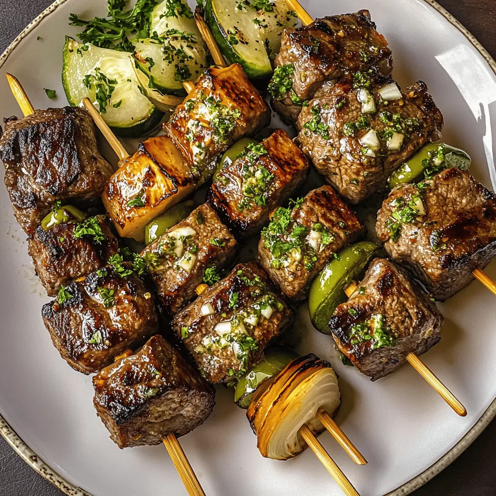 Get ready for a flavorful grilling experience with these Steak Kabobs topped with rich garlic butter! Juicy pieces of steak and colorful veggies come together for a perfect summer meal. Great for barbecues, family dinners, or meal prep. Save this recipe for your next cookout and enjoy tender, smoky bites that everyone will love!