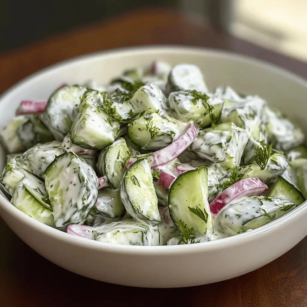 Easy Creamy Cucumber Salad Recipe
