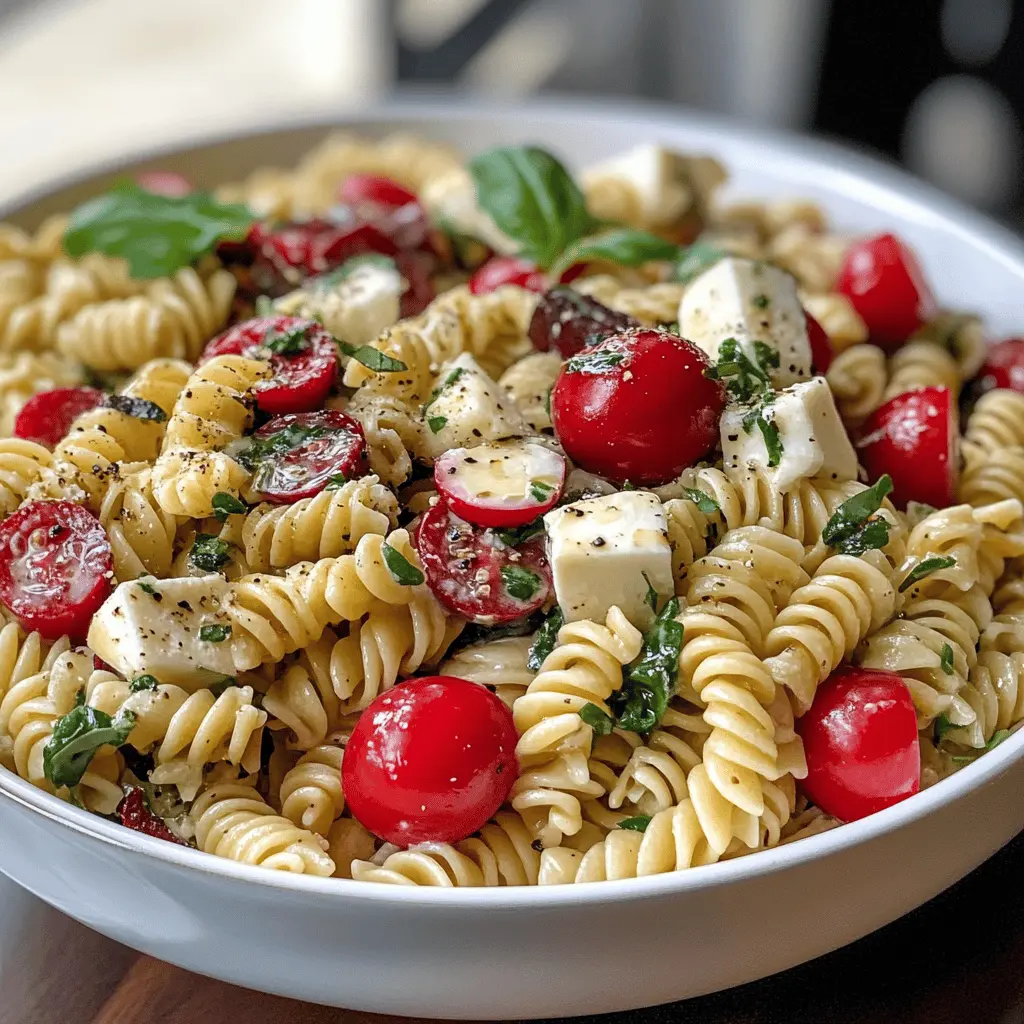 Easy Creamy Caprese Pasta Salad Recipe