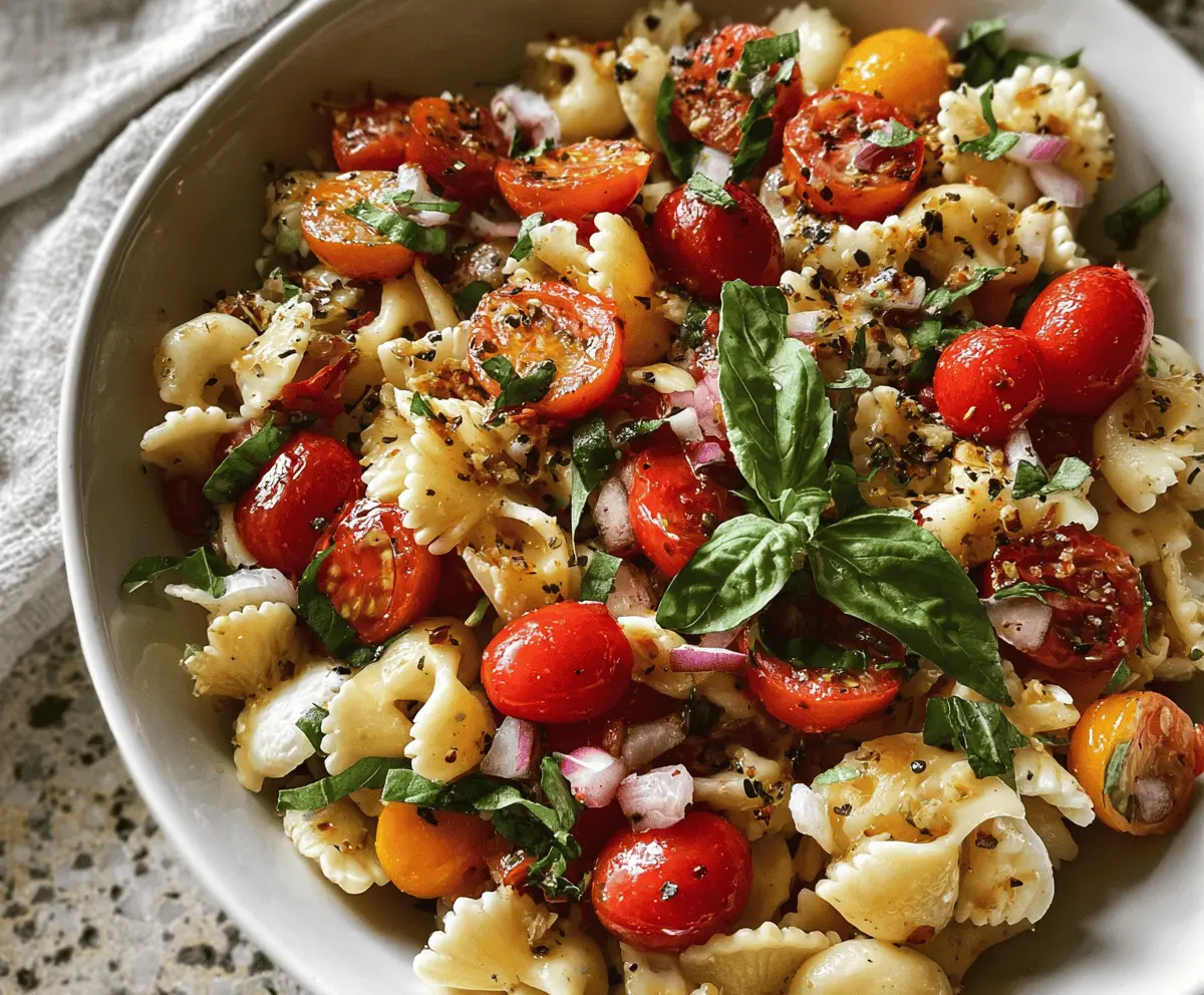 Easy Bruschetta Pasta Salad Recipe