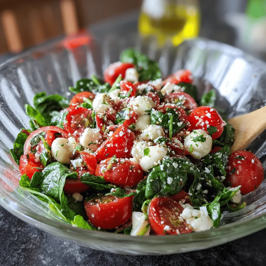 Easy Spinach Tomato Salad with Feta Cheese