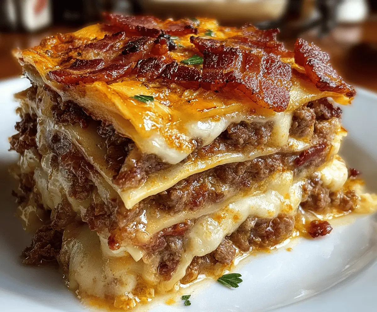 Cheesy Parmesan Garlic Bacon Burger Lasagna