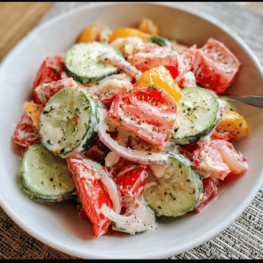 Creamy Cucumber Tomato Salad with Fresh Herbs