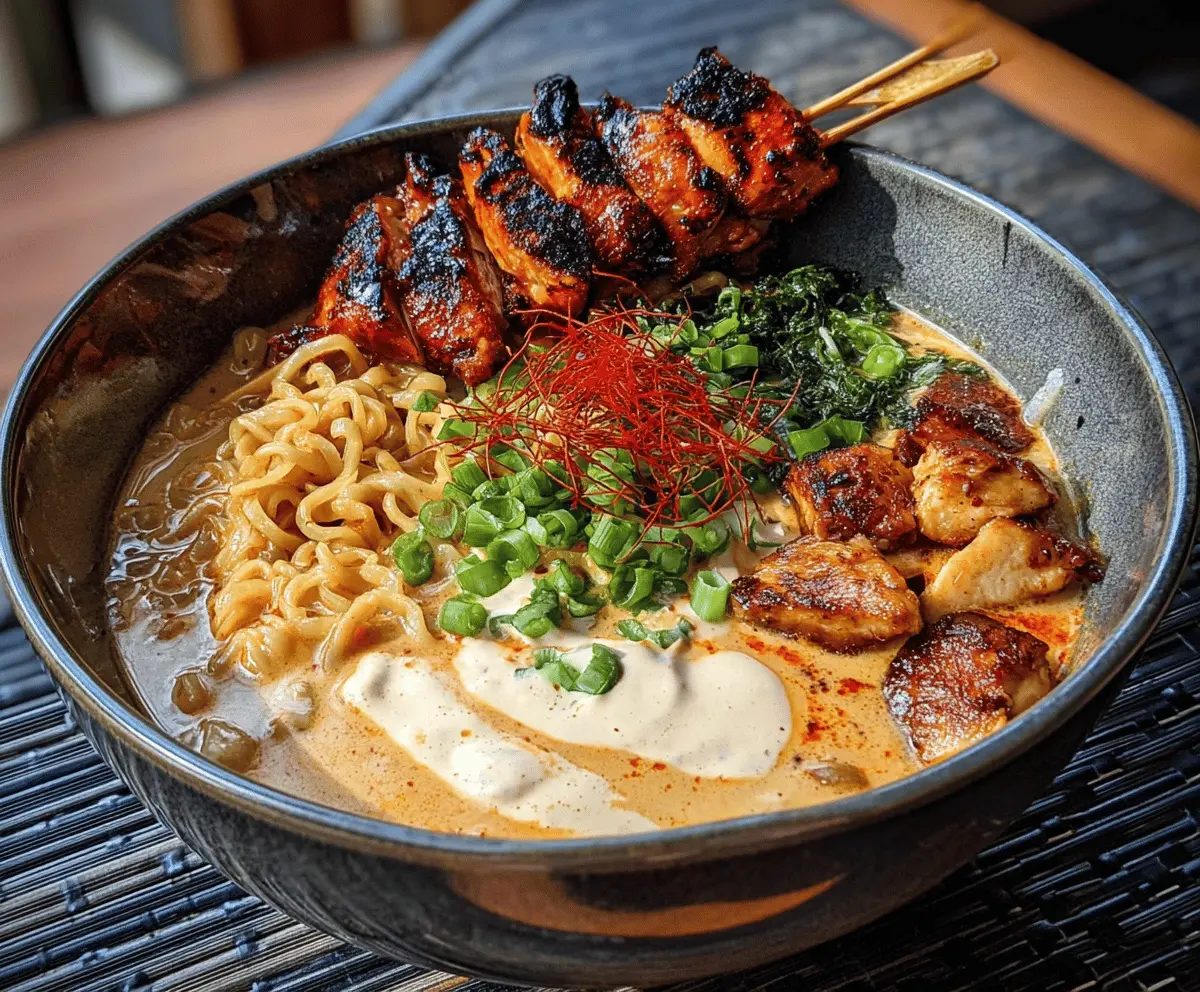 Spicy Chicken Ramen with Creamy Garlic Sauce