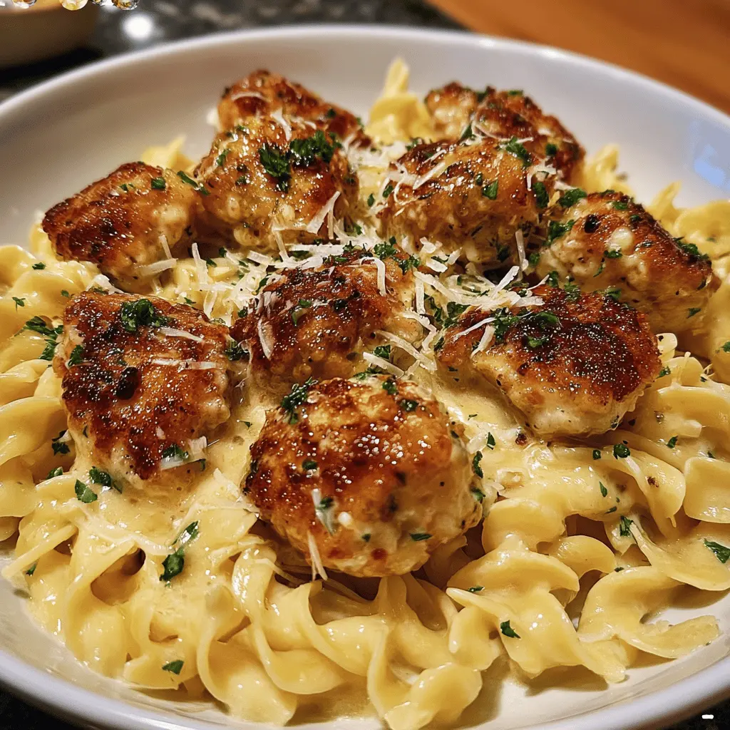 Garlic Butter Chicken Bites with Creamy Parmesan Pasta
