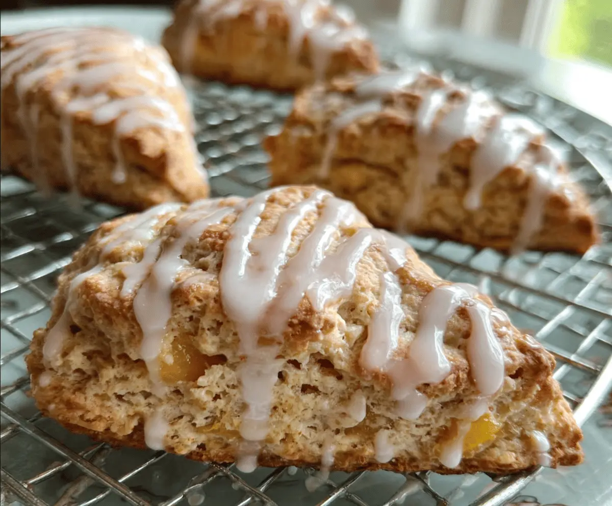Easy Peach Pie Scones With Sweet Vanilla Glaze