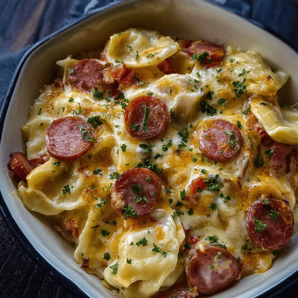 Easy Crockpot Pierogi Casserole with Kielbasa