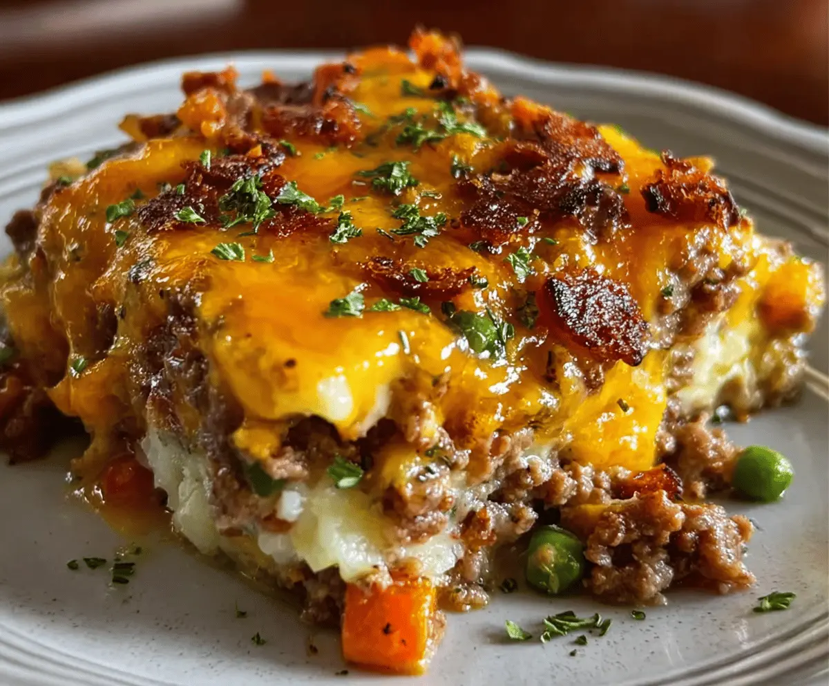 Cheesy Loaded Meatloaf Casserole With Veggies