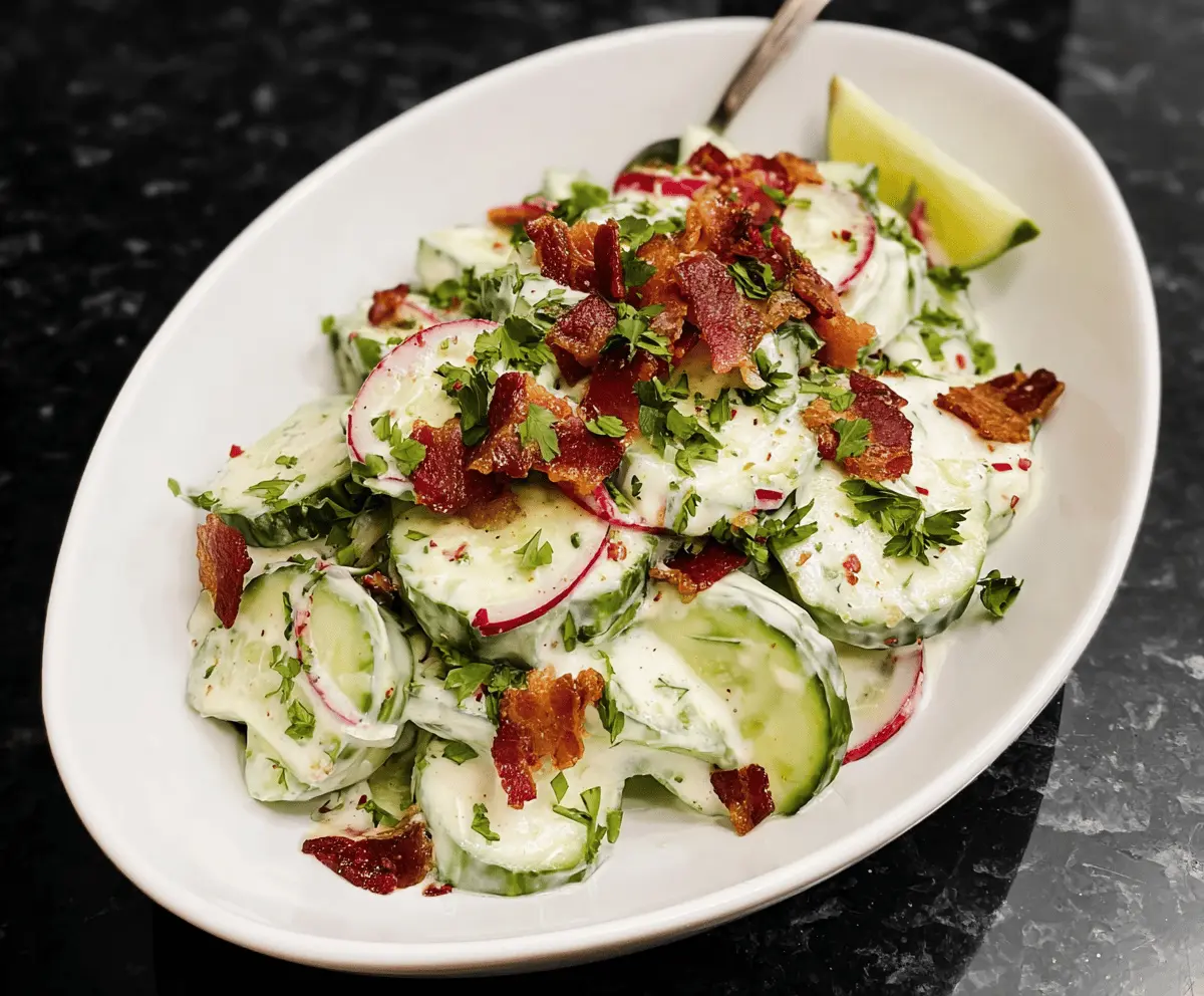 Creamy Cucumber Salad with Bacon and Cheese