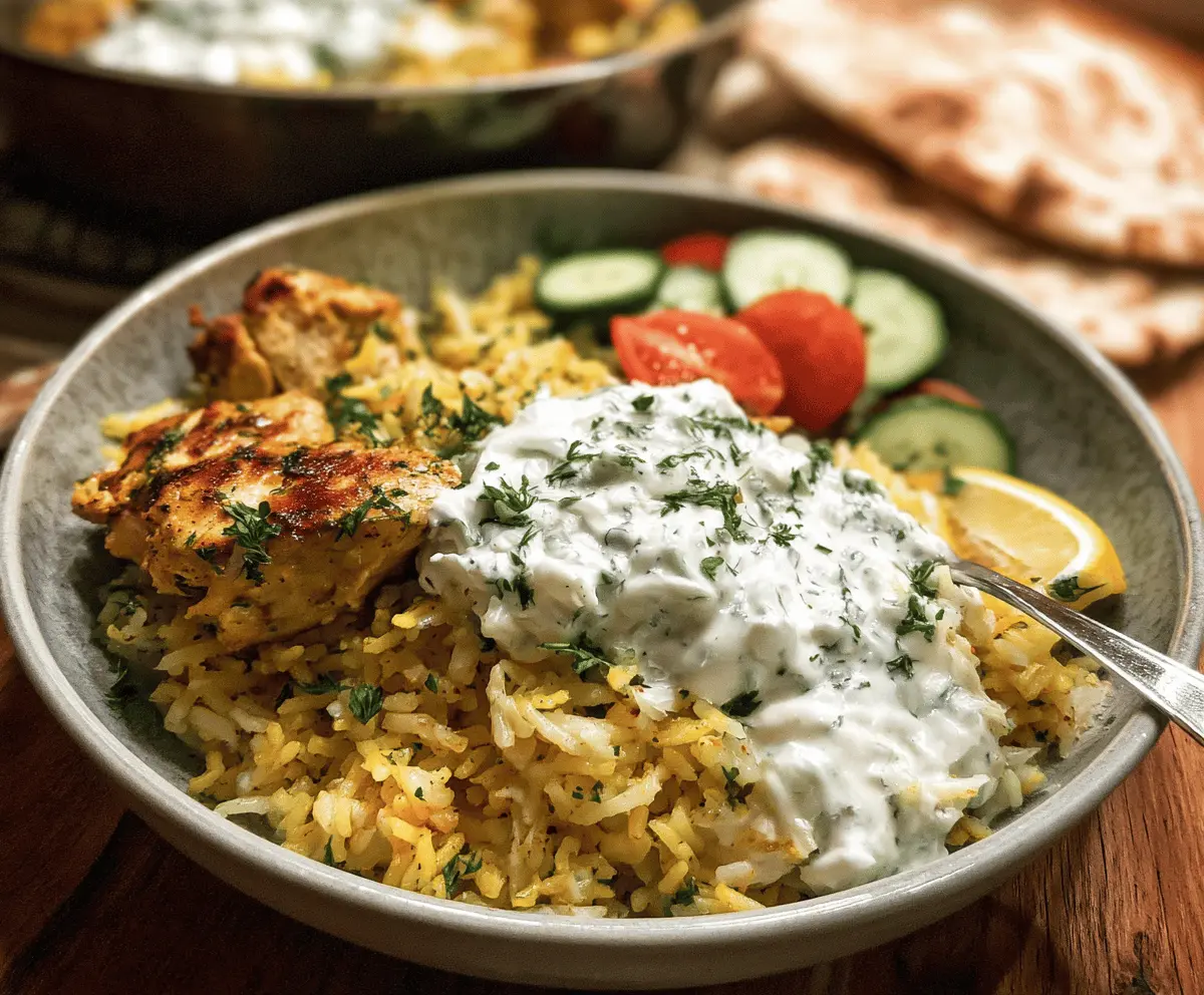 Easy Dump and Bake Chicken Tzatziki Rice