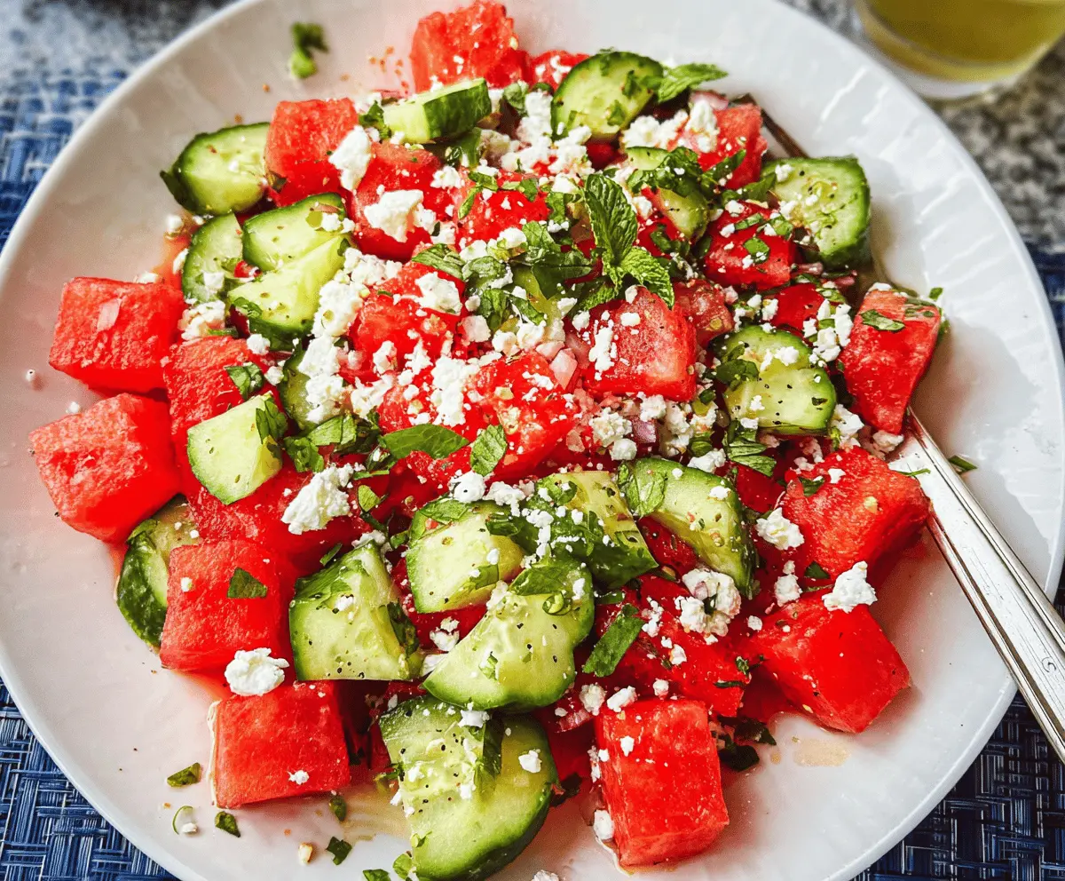 Refreshing Watermelon Cucumber Salad with Feta