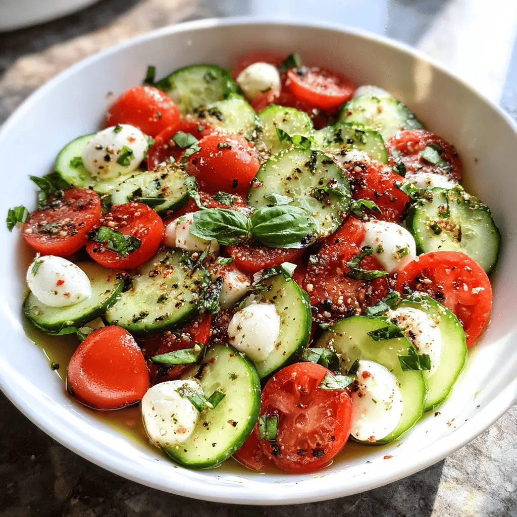 Easy Cucumber Caprese Salad with Fresh Mozzarella
