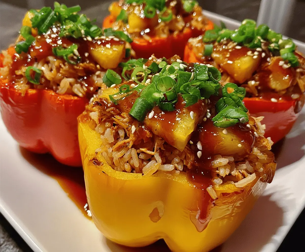 Teriyaki Pineapple Chicken Stuffed Peppers