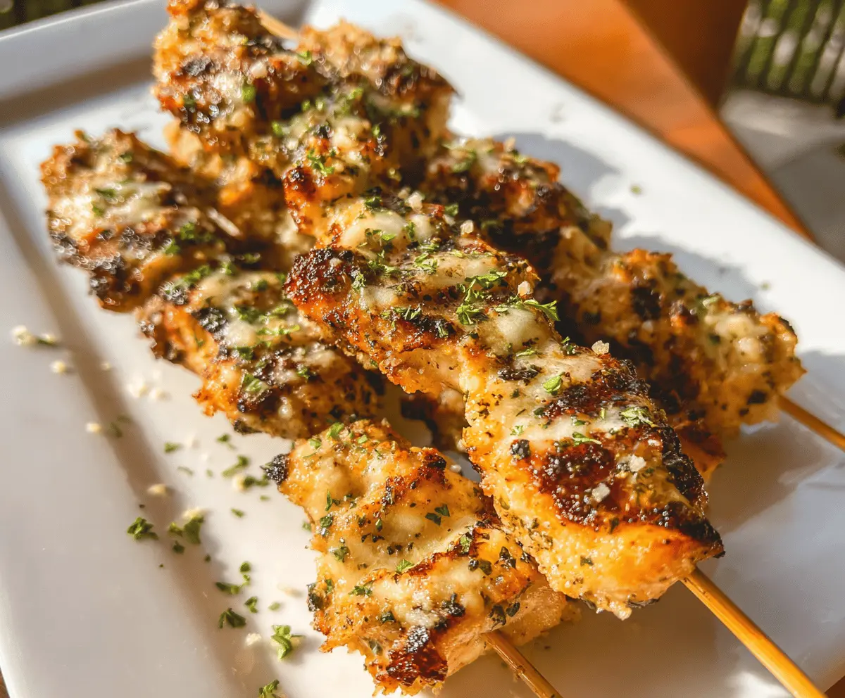 Easy Grilled Ranch Garlic Parmesan Chicken Skewers