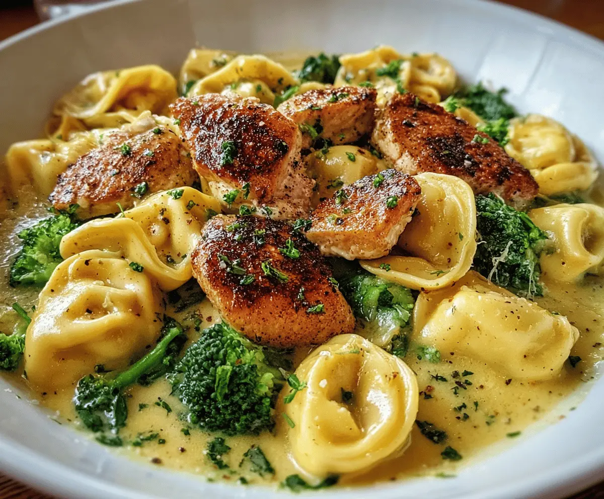 Creamy Garlic Parmesan Chicken Tortellini with Broccoli