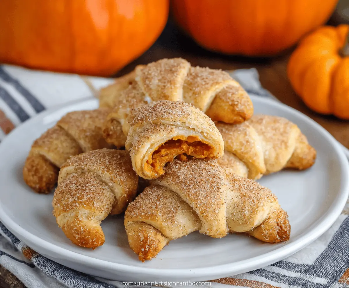 Delicious Pumpkin Crescent Bites with flaky crescent dough and pumpkin filling, perfect for fall snacking or holiday parties.