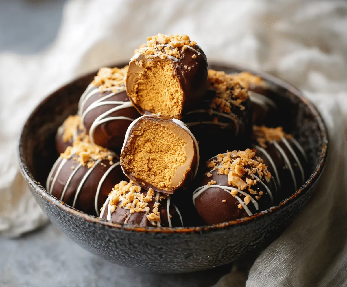 Delicious homemade pumpkin truffles garnished with cocoa powder, perfect for fall desserts and holiday treats.
