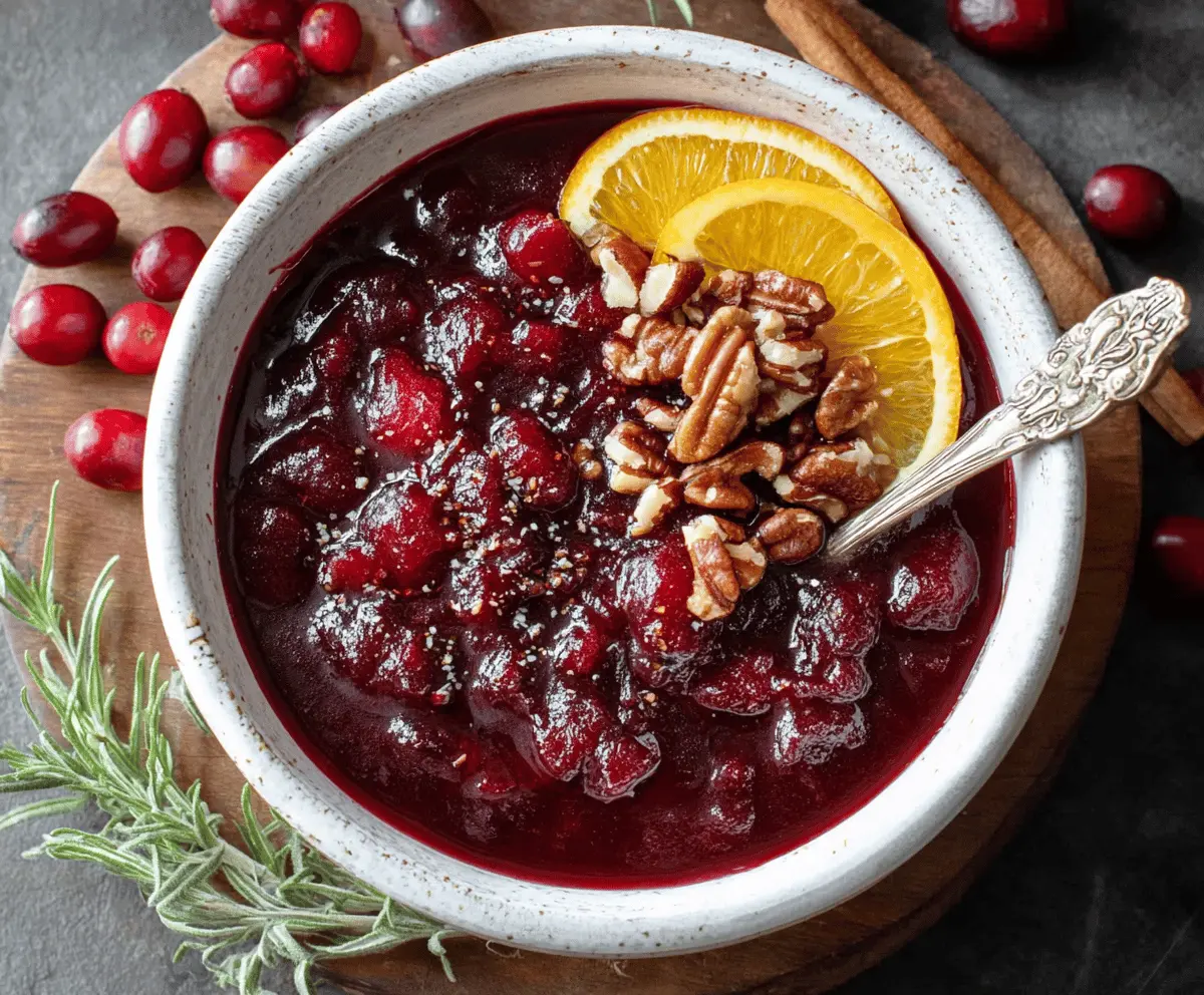 Delicious homemade baked cranberry sauce with fresh cranberries and a sweet glaze.