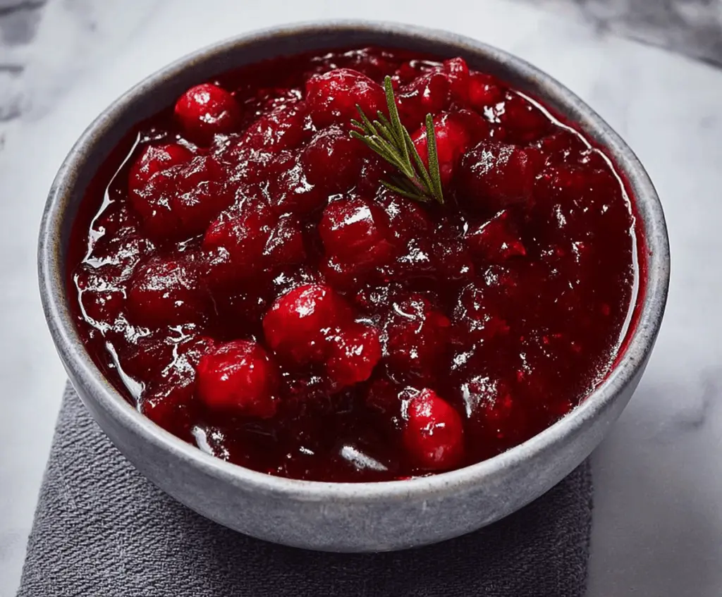 Joanna Gaines homemade cranberry sauce served in a bowl, perfect for holiday dinners.