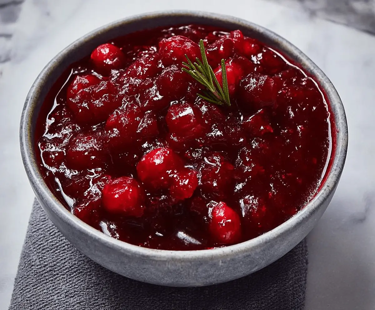Joanna Gaines homemade cranberry sauce served in a bowl, perfect for holiday dinners.