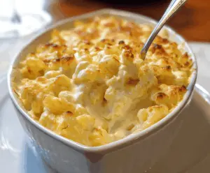 Creamy Joanna Gaines Mac and Cheese with Cream Cheese in a rustic bowl, topped with grated cheese.