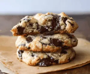 Golden-brown Levain Bakery Chocolate Chip Cookies fresh out of the oven with melty chocolate chips.
