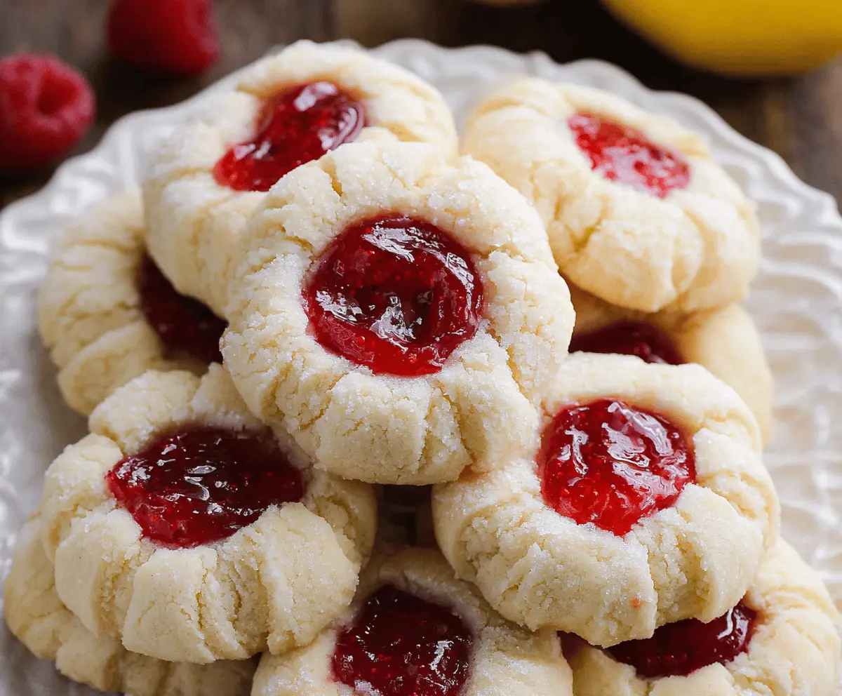 Delicious Raspberry and Lemon Thumbprint Cookies with fresh fruit and zesty lemon flavor