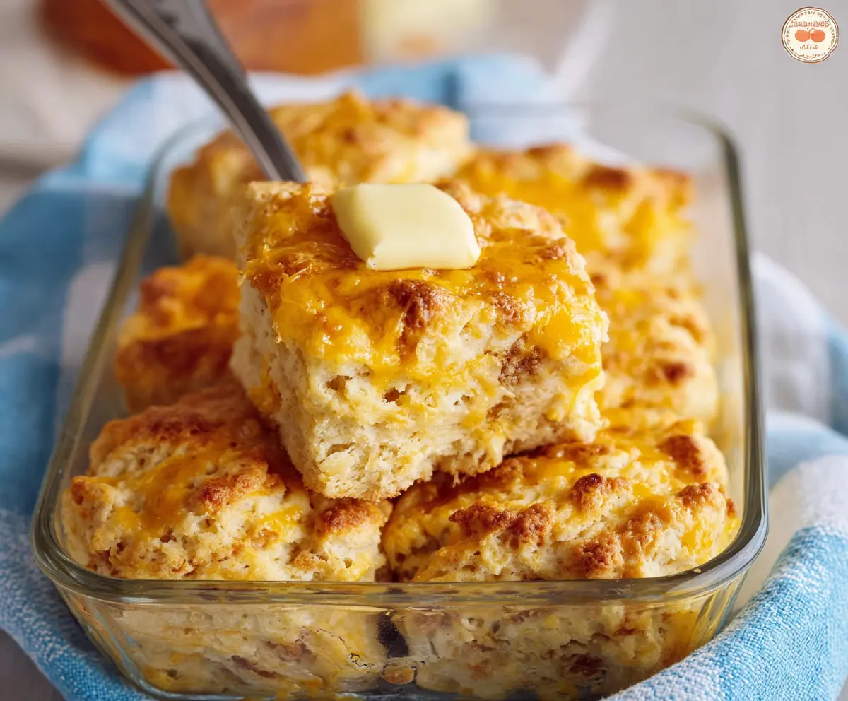 Breakfast Butter Swim Biscuits served with melted butter and fresh herbs on a rustic wooden table.