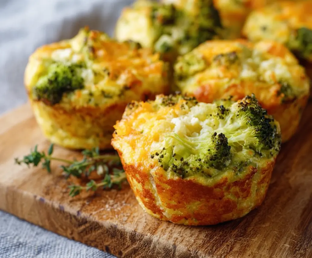 Delicious cheesy broccoli protein muffins fresh out of the oven, perfect for healthy snacks.