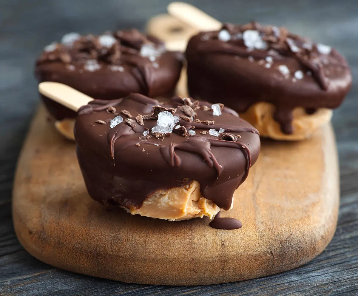 Delicious Chocolate Peanut Butter Frozen Yogurt Bites on a plate, perfect for a cooling dessert
