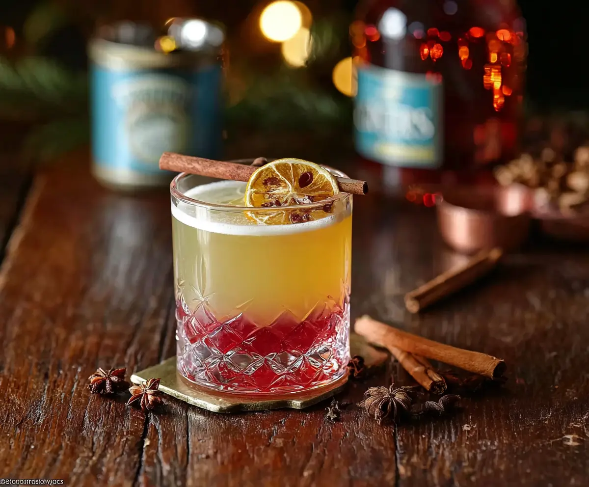 Festive Christmas Spiced Gin Punch served in a decorative glass with cinnamon sticks and citrus slices.