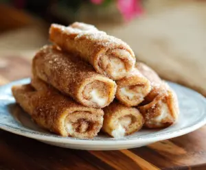Delicious cinnamon cream cheese roll ups on a plate, perfect for breakfast or snacks