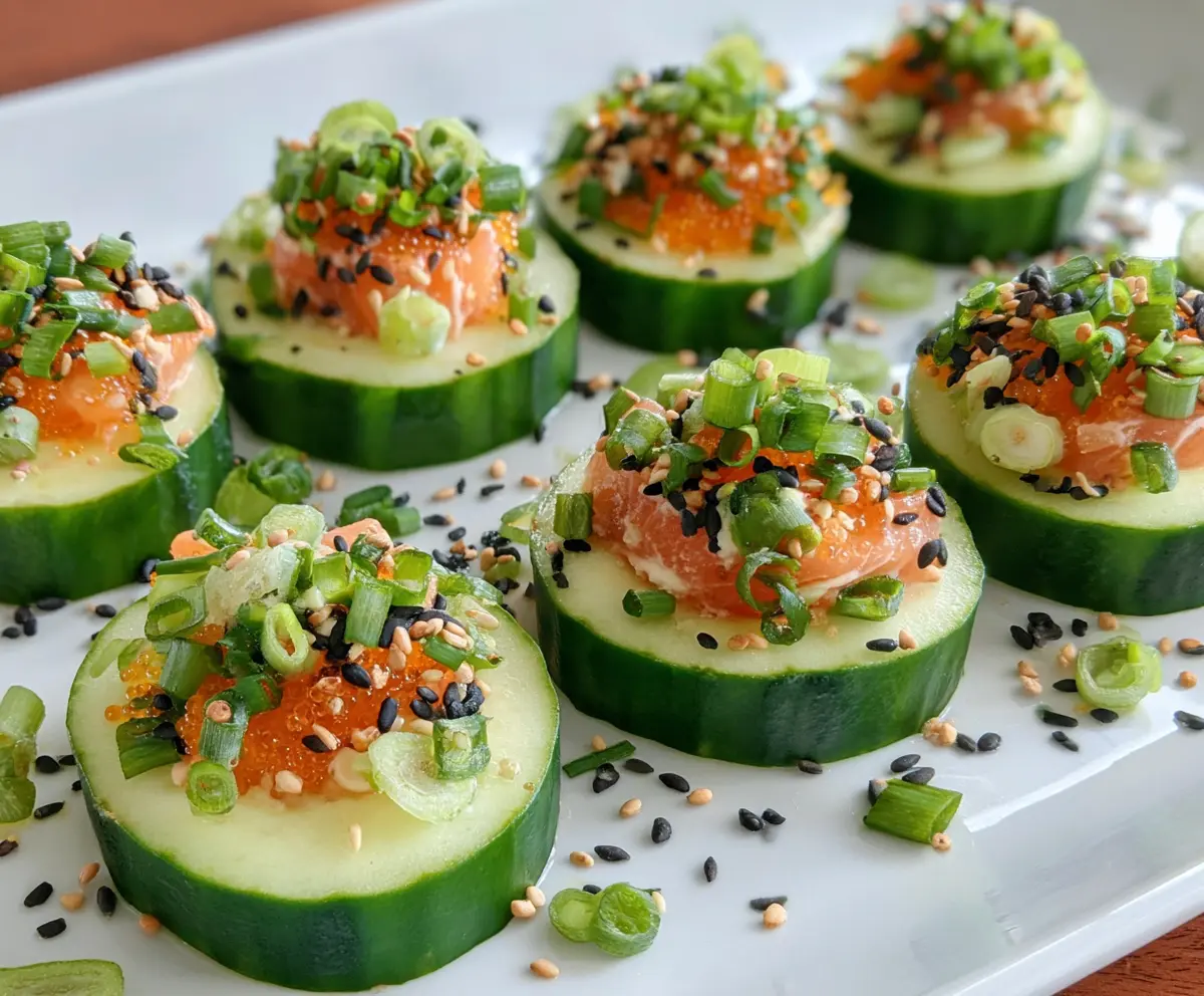 Delicious cucumber sushi bites with fresh ingredients and presentation