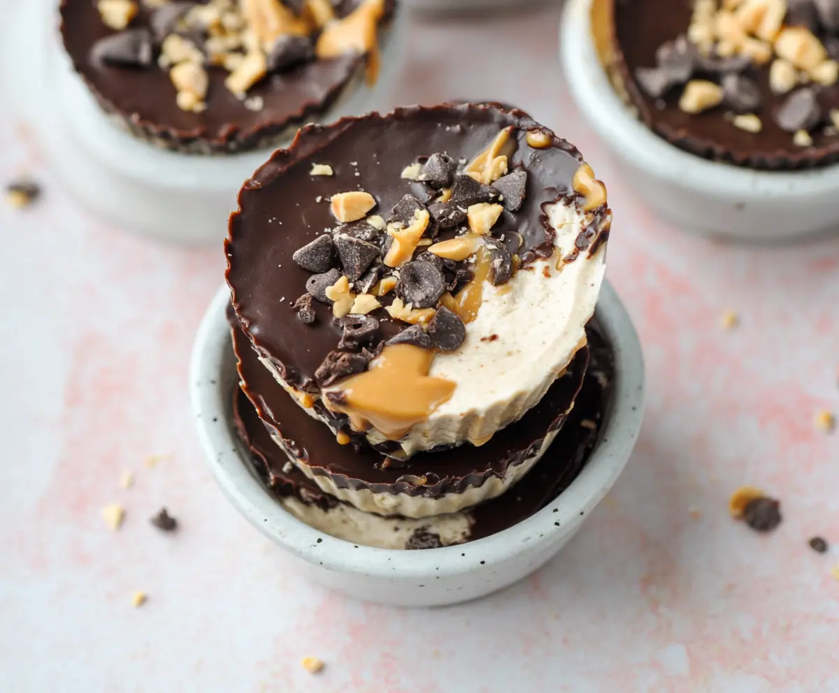 Delicious Greek Yogurt Peanut Butter Protein Cups on a plate with fresh berries