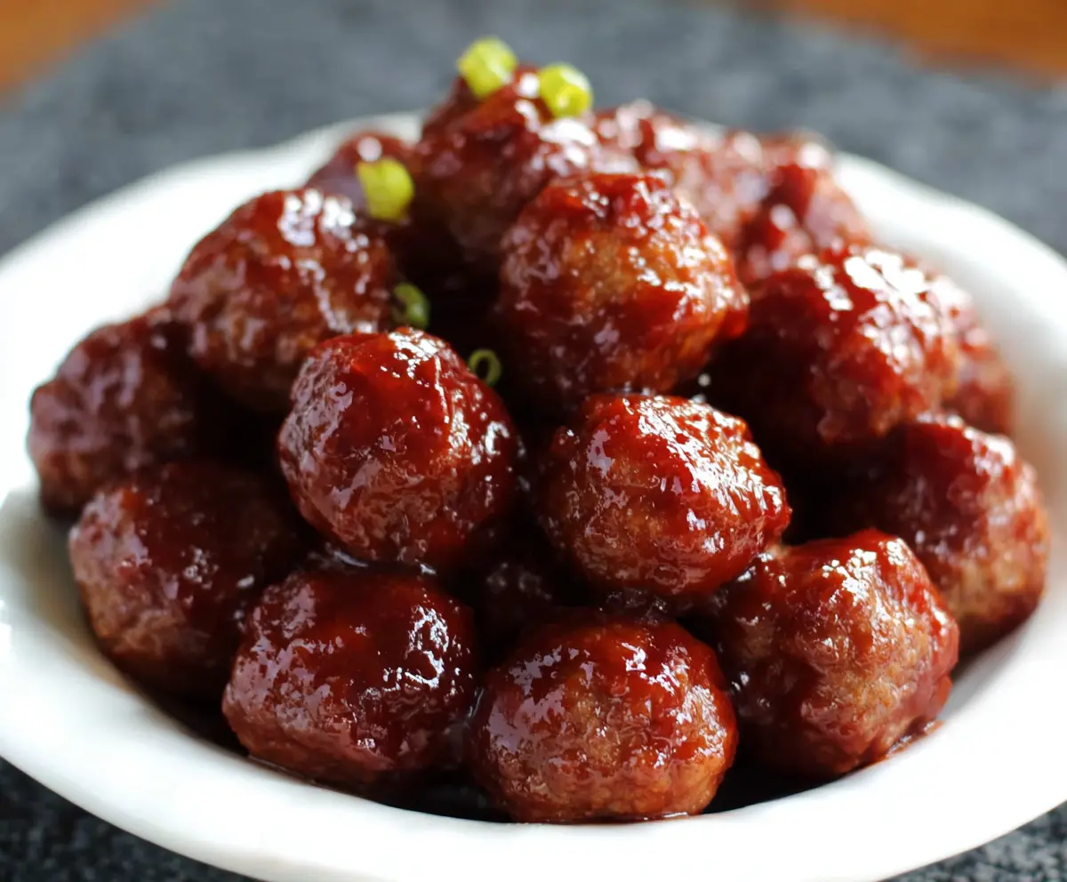 Delicious 3 Ingredient Crockpot BBQ Meatballs served in a bowl for easy serving.