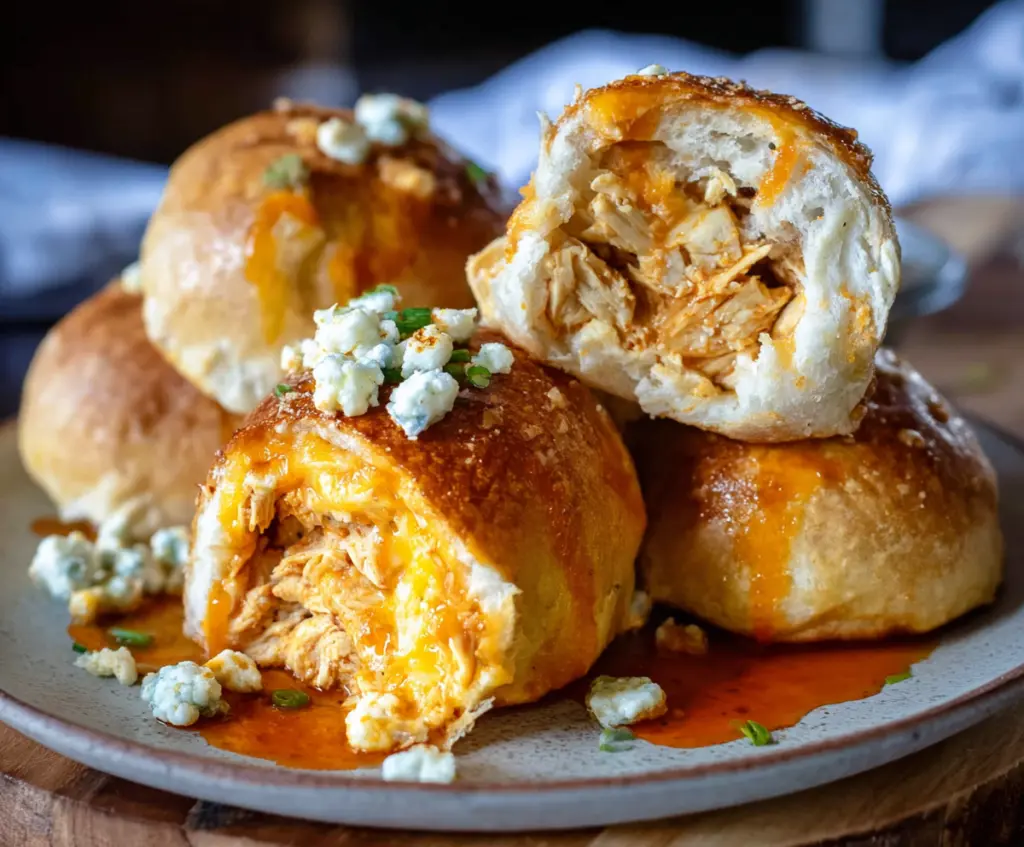Delicious Buffalo Chicken Bombs stuffed with spicy chicken and melted cheese, perfect for appetizers.