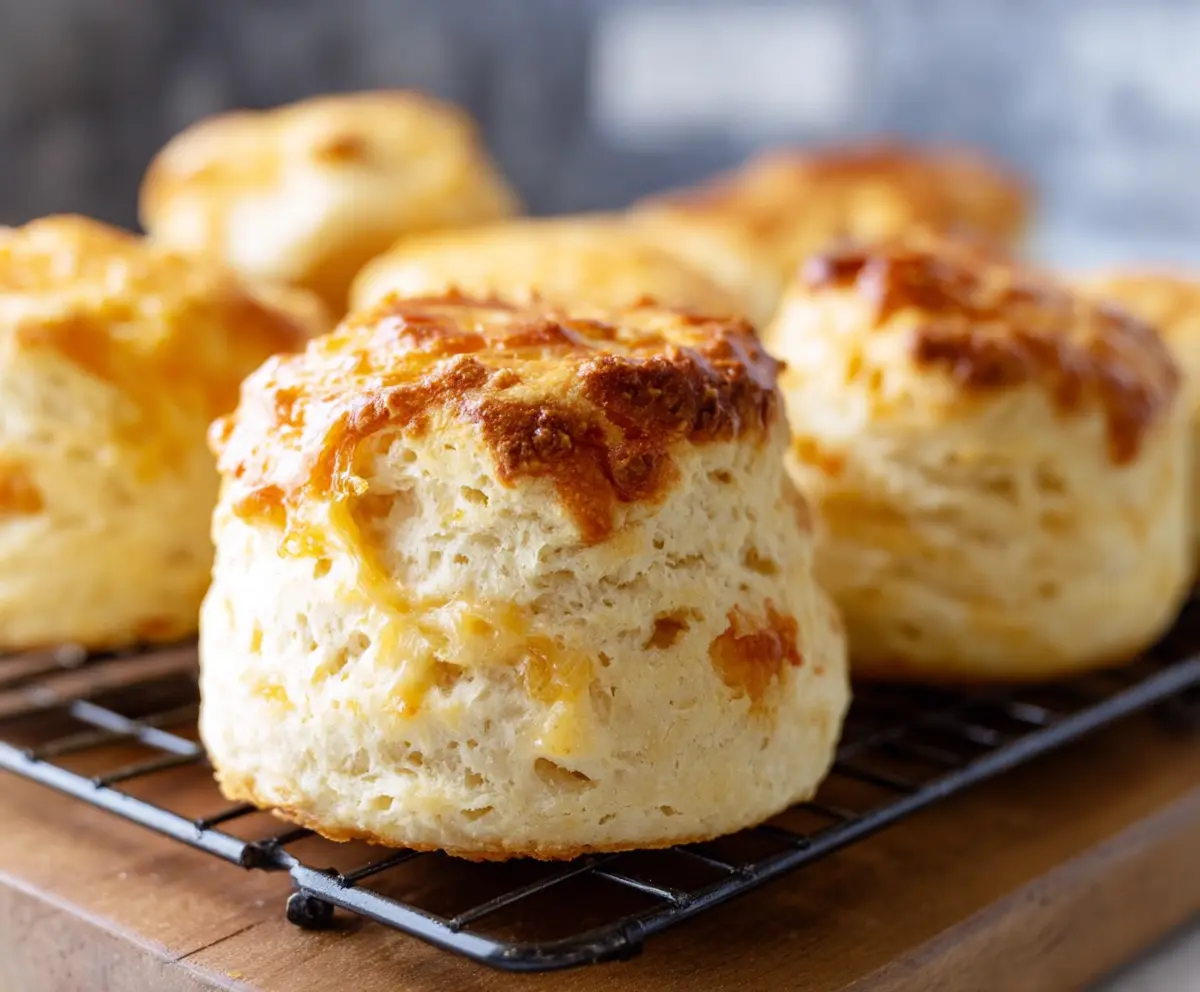 Delicious homemade sourdough cheese scones on a rustic serving plate, perfect for breakfast or snack time.