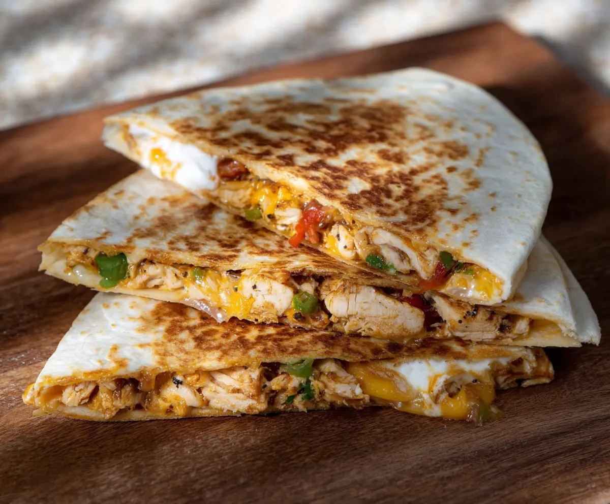 Delicious Southwest Chicken Quesadillas with melted cheese and spicy flavors in a crispy tortilla.