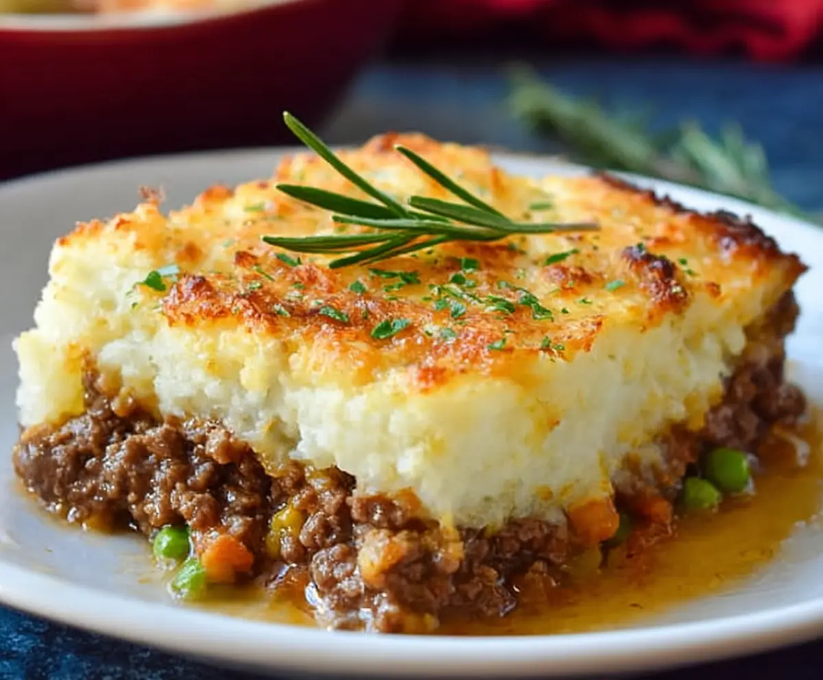 Hearty homemade Beef Shepherd's Pie with mashed potato topping and savory beef filling.
