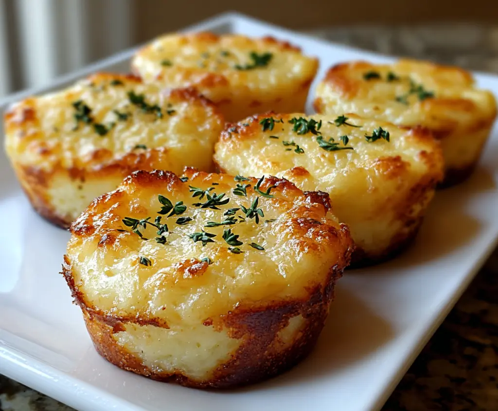 Craving cheesy mashed potato puffs served on a white plate with herbs topping, perfect for appetizer or snack.