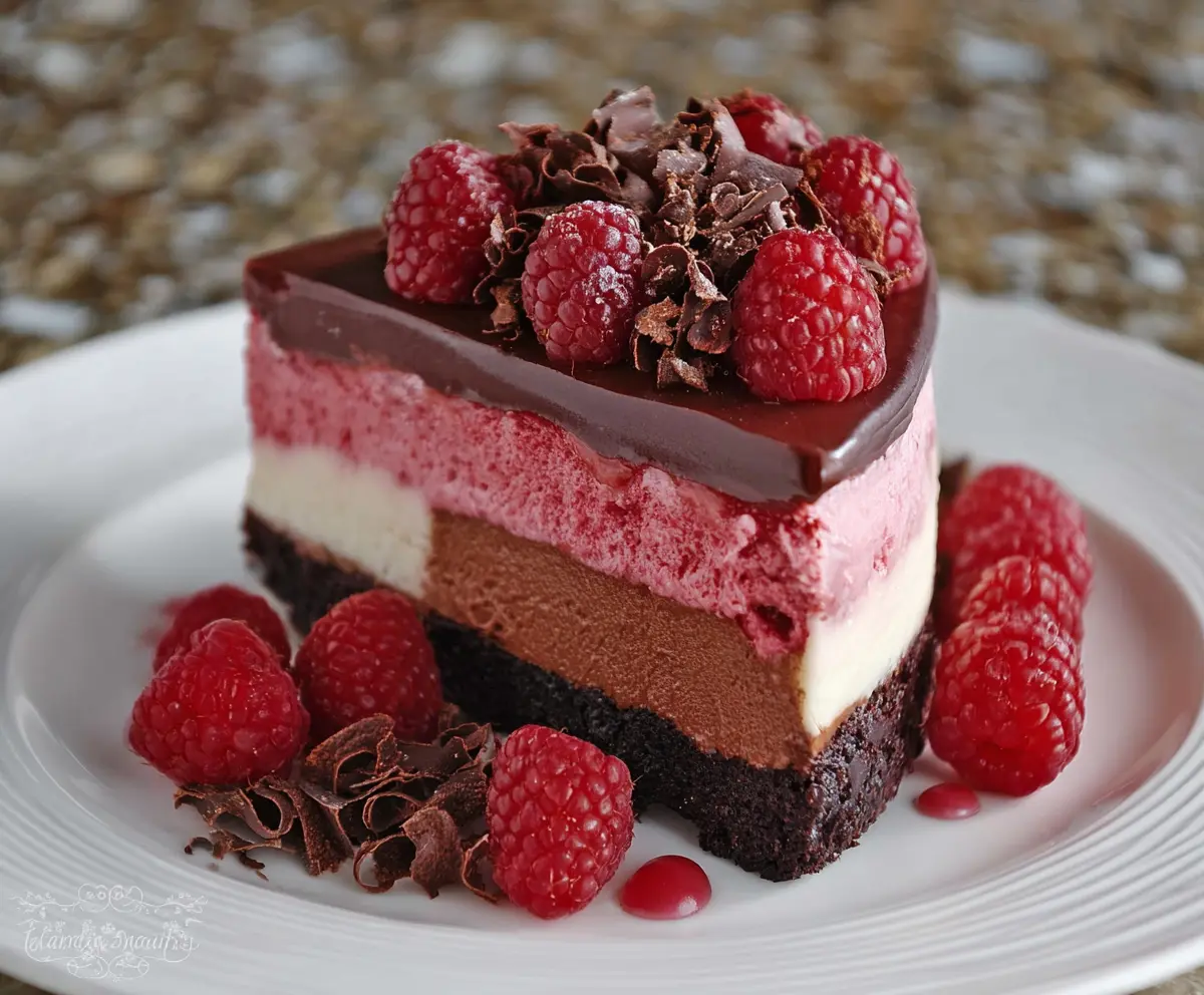 Decadent Chocolate Raspberry Mousse Cake with fresh raspberries and rich chocolate layers
