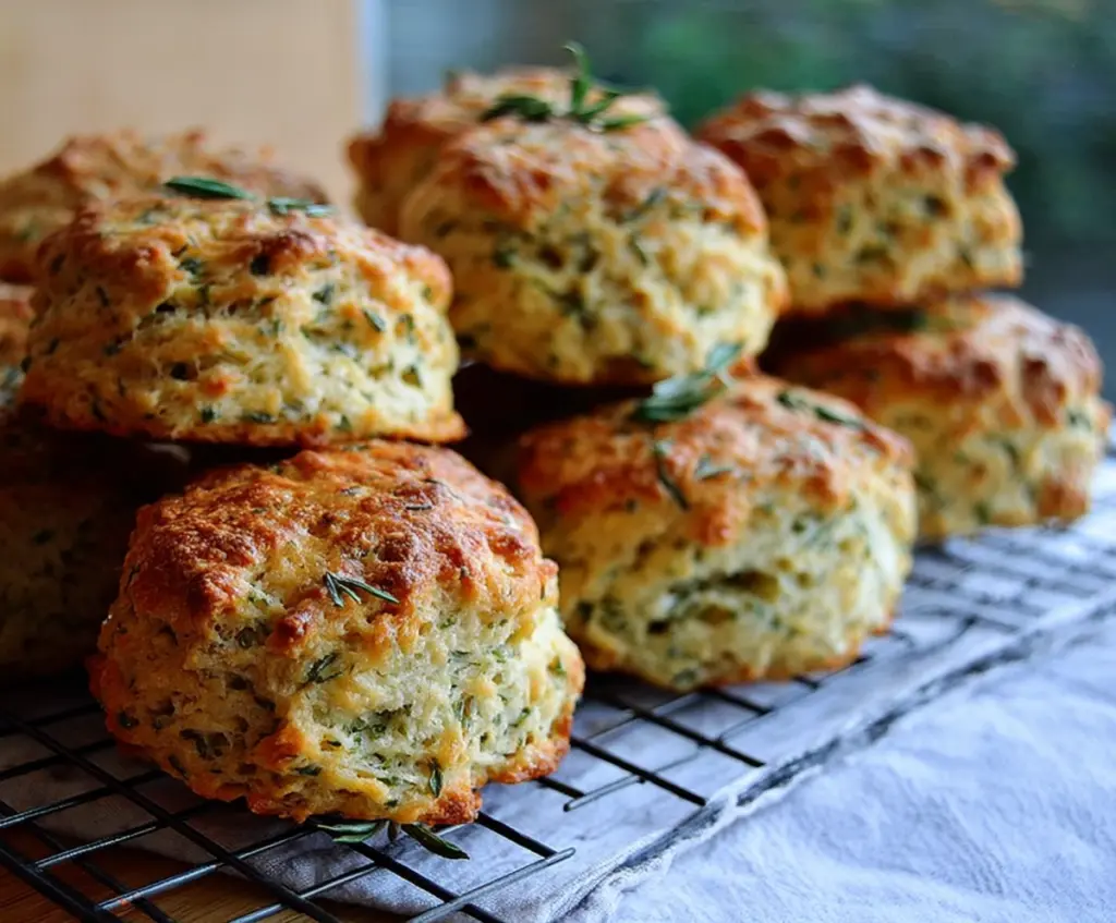 Delicious herbed cottage cheese biscuits with fresh herbs and golden crust, perfect for breakfast or snacks.